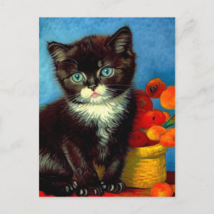Cartão Postal De Festividades Van Gogh Tuxedo Cat