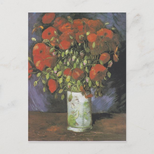 Cartão Postal De Festividades Vase com papagaios vermelhos Vincent van Gogh (Frente)