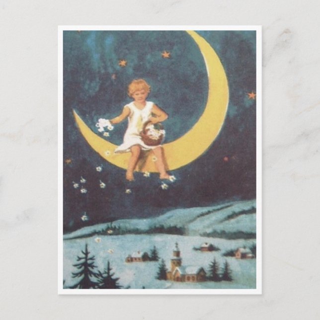 Cartão Postal De Festividades Vazio antiquado do cartão de Natal (Frente)