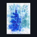 Cartão Postal De Festividades Vazio Winter Woodland Watercolor Art<br><div class="desc">Cartaz bonito de arte aquarela. FRONT: A floresta de inverno em tons e tons de azul e turquesa com alguns sotaques roxos. Árvore azul solteiro evergreen no primeiro plano com um pequeno pássaro de jovem pássaro descendo ao fundo. A neve abstrato Fluffy cria um sentimento suave e pacífico. Alguns decapantes...</div>