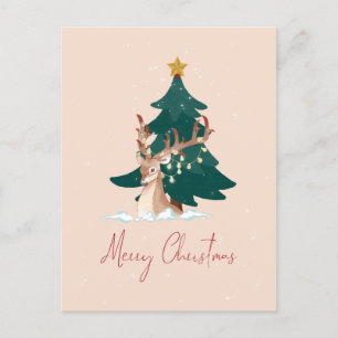 Cartão Postal De Festividades veado de Natal
