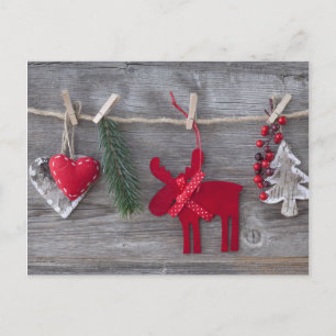 Cartão Postal De Festividades Veado De Natal De Madeira E Decoração Da Madeira