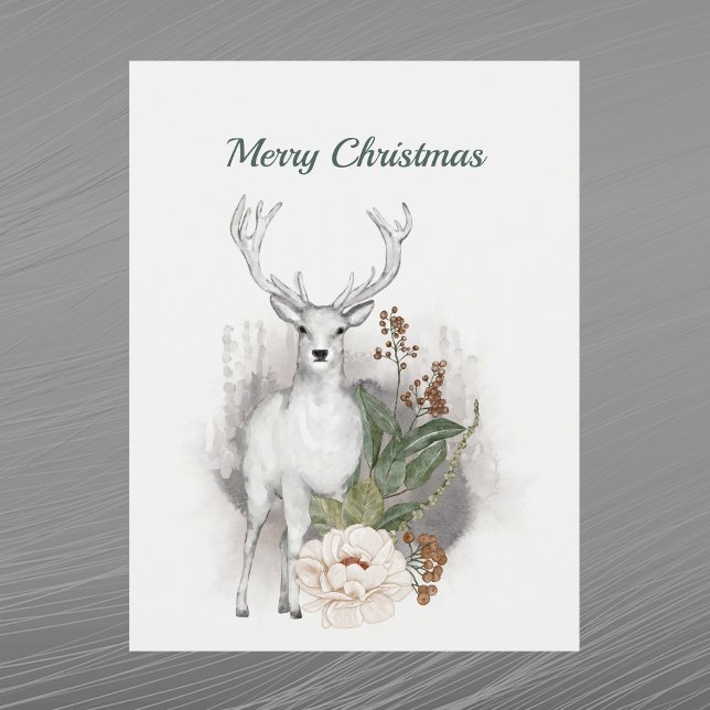 Cartão Postal De Festividades Vedante Branco de Natal Aquarela (Criador carregado)