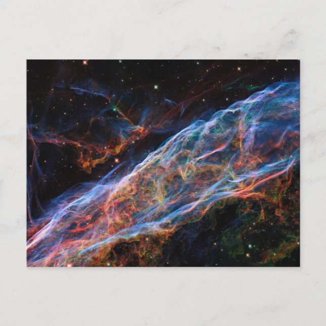 Cartão Postal De Festividades Veil Nebula Supernova Mantém Telescópio Hubble (Frente)
