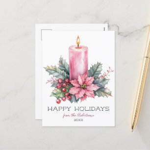 Cartão Postal De Festividades Vela de Natal de Cores Aquáticas PERSONALIZADAS El