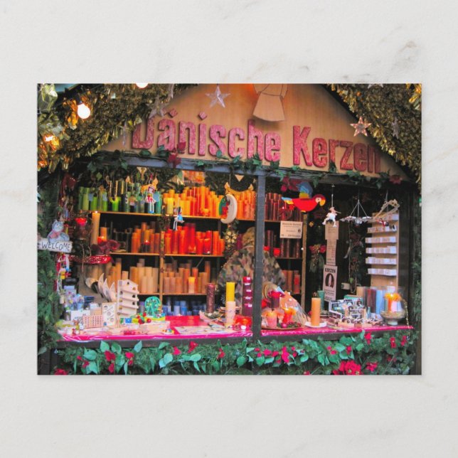 Cartão Postal De Festividades Velas coloridas no Natal alemão (Frente)