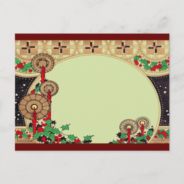 Cartão Postal De Festividades Velas de Natal Art Deco (Frente)