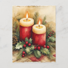 Cartão Postal De Festividades Velas de Natal Cozy