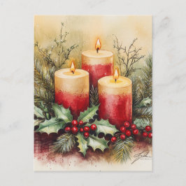 Cartão Postal De Festividades Velas de Natal Cozy