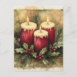 Cartão Postal De Festividades Velas de Natal Cozy