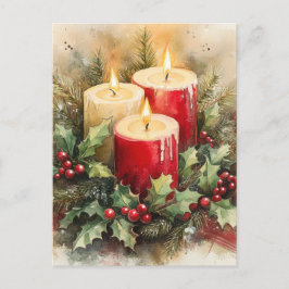 Cartão Postal De Festividades Velas de Natal Cozy