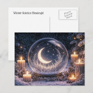 Cartão Postal De Festividades Velas do Solstício de Inverno de Yule e Bola de Cr