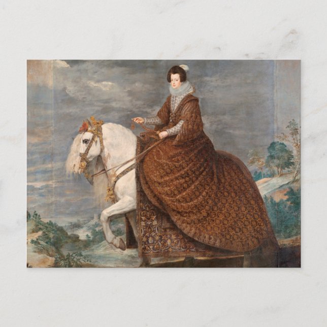Cartão Postal De Festividades Velazquez - Rainha Isabel de Bourbon Equestre (Frente)