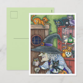 CARTÃO POSTAL DE FESTIVIDADES VELHA BRINCADEIRA FELIZ EM CASA, MUITOS GATOS E HA