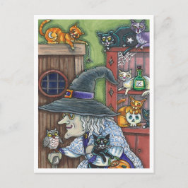 CARTÃO POSTAL DE FESTIVIDADES VELHA BRINCADEIRA FELIZ EM CASA, MUITOS GATOS E HA