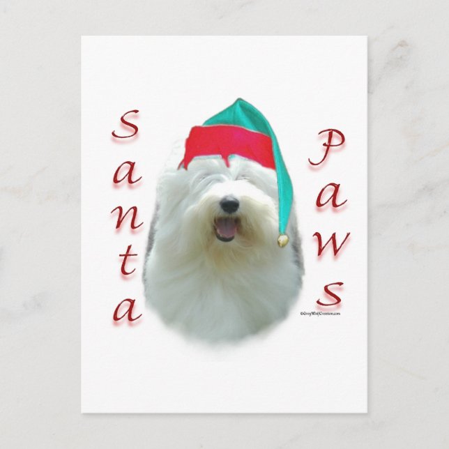 Cartão Postal De Festividades Velhas Papais noeis de Sheepdog Inglês (Frente)