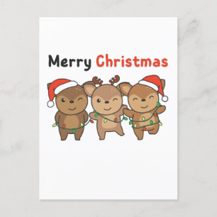 Cartão Postal De Festividades Vendedores de natal, animais de estimação, cervo,