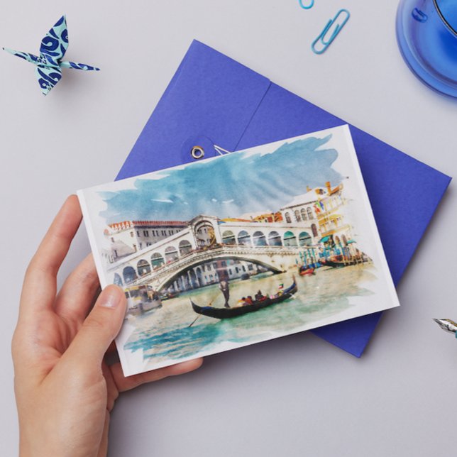 Cartão Postal De Festividades Veneza, Itália - Aquarela (Venice Italy Watercolor Postcard)