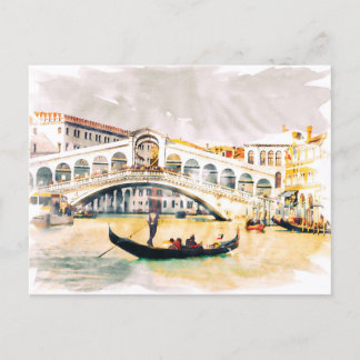 Cartão Postal De Festividades Veneza, Itália - Vintage Watercolor Art Viagem