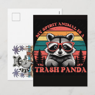Cartão Postal De Festividades Verão de Garota Feral Vibes de Praia de Guaxinim C