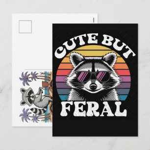 Cartão Postal De Festividades Verão de Menina Feral Vibes de Praia de Guaxinim C