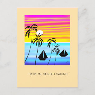 Cartão Postal De Festividades Verão Tropical - Navegação Sunset