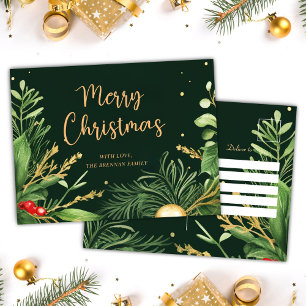 Cartão Postal De Festividades Verde Feliz Natal Elegante Verde Moderno