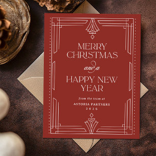Cartão Postal De Festividades Vermelho Clássico Deco Natal Corporativo Elegant