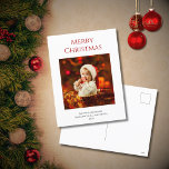 Cartão Postal De Festividades Vermelho Familiar de Fotos do Bebê de Natal Modern<br><div class="desc">Cartaz de Natal moderno,  com um tema simples para fotos de bebês e um design de tipografia vermelha. Com texto vermelho personalizável,  você adiciona suas próprias informações. Você também muda a foto com a sua para torná-la única. Excelente de enviar desejos especiais de férias aos amigos e à família.</div>