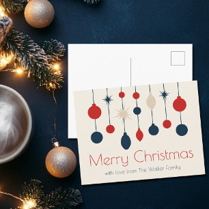 Cartão Postal De Festividades Vernais Vermelhos de Natal Feliz Retrô