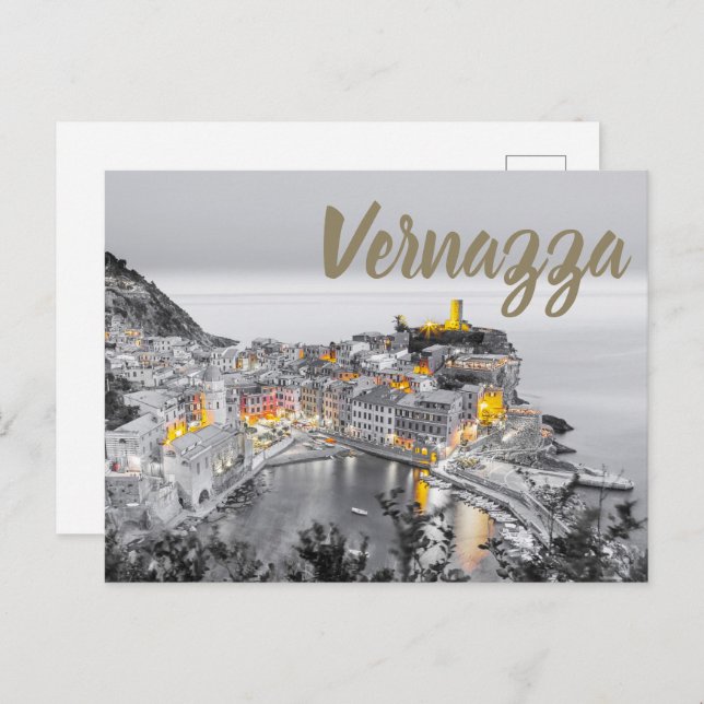 Cartão Postal De Festividades Vernazza Cinque Terre Liguria Itália Bônus de Arte (Frente/Verso)