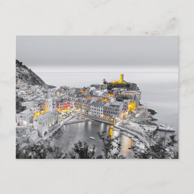 Cartão Postal De Festividades Vernazza Cinque Terre Liguria Itália Bônus de Arte (Frente)