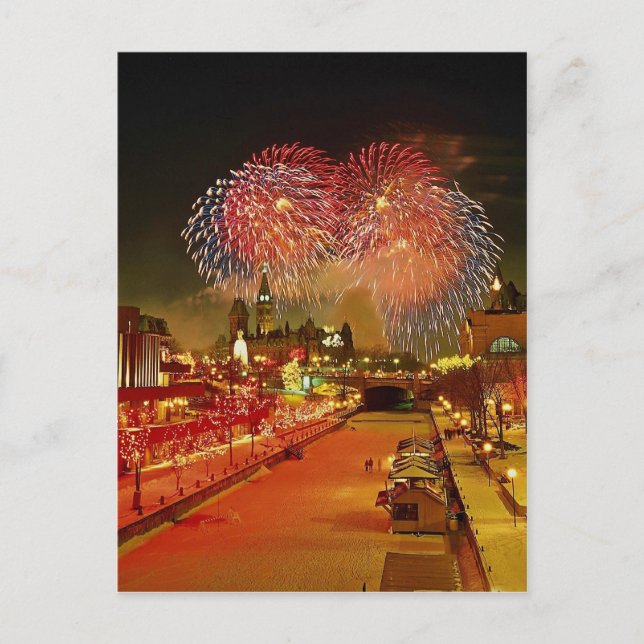 Cartão Postal De Festividades Véspera de Ano Novo, Ottawa, Ontário, Canadá (Frente)