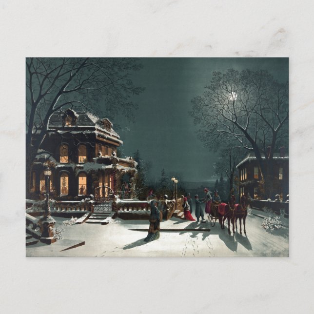 Cartão Postal De Festividades Véspera de Natal 1880 (Frente)