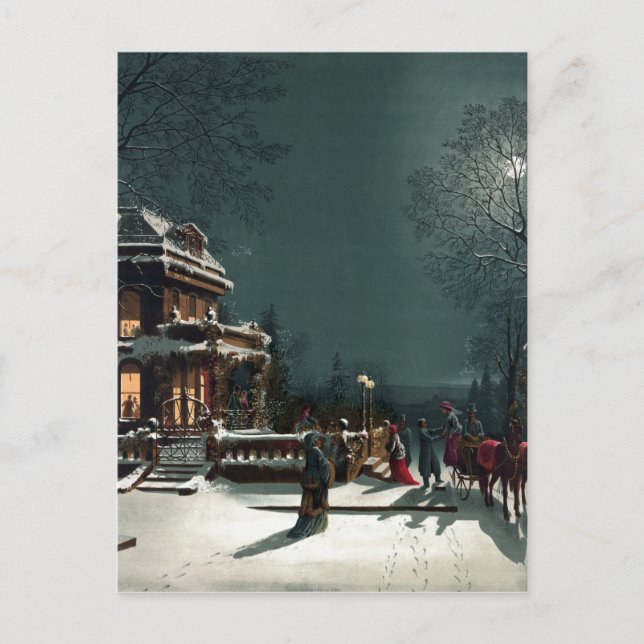 Cartão Postal De Festividades Véspera de Natal 1880 (Frente)