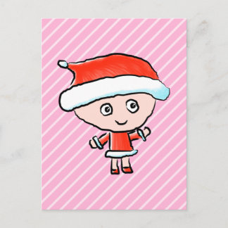 Cartão Postal De Festividades Vestida como Papai noel no Natal