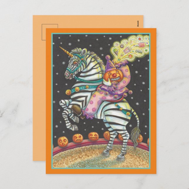 Cartão Postal De Festividades VESTUÁRIO DO CIRCO SONOLO, ZEBRA Halloween (Frente/Verso)