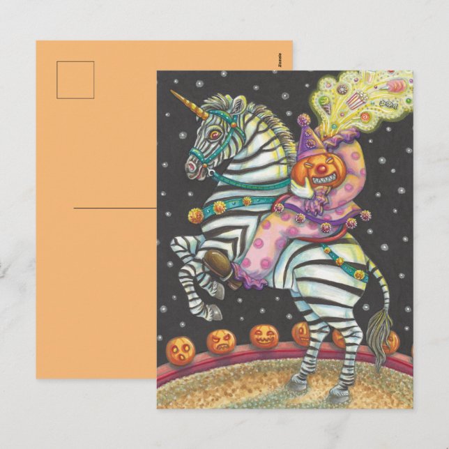 Cartão Postal De Festividades VESTUÁRIO DO CIRCO SONOLO, ZEBRA Halloween (Frente/Verso)