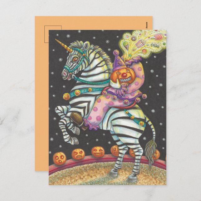 Cartão Postal De Festividades VESTUÁRIO DO CIRCO SONOLO, ZEBRA Halloween (Frente/Verso)