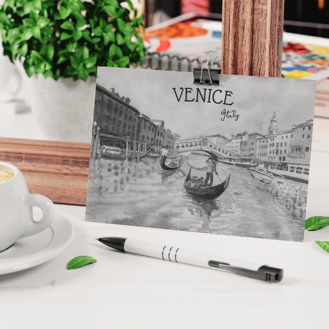 Cartão Postal De Festividades Viagem à Itália - Pos VENICE preto e branco (Criador carregado)
