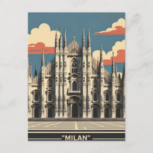Cartão Postal De Festividades Viagem Arte Milão Itália – Cidade Catedral Duomo