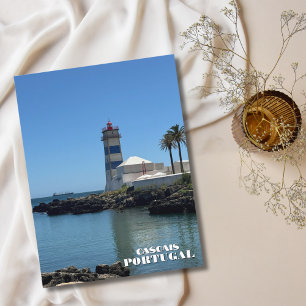 Cartão Postal De Festividades Viagem Cascais Portugal Oceano Farol Praia