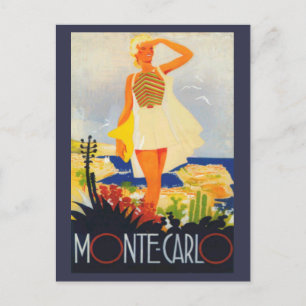 Cartão Postal De Festividades Viagem da praia Monte Carlo, Moça Moda