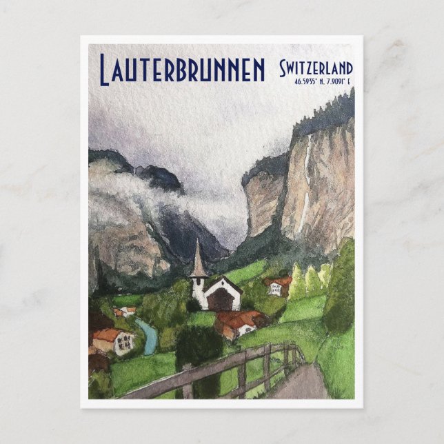 Cartão Postal De Festividades Viagem de postar de Suiça de Lauterbrunnen (Frente)