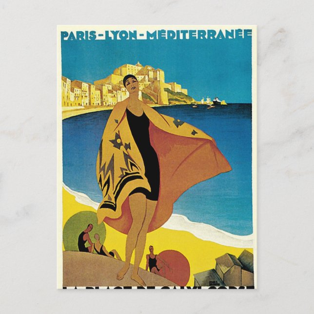 Cartão Postal De Festividades Viagem francês Vintage (Frente)