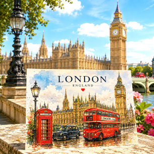 Cartão Postal De Festividades Viagem Londres Antigo Retro Big Ben Reino Unido