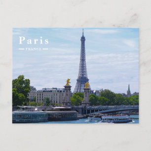 Cartão Postal De Festividades Viagem Paris França Torre Eiffel e Rio Sena