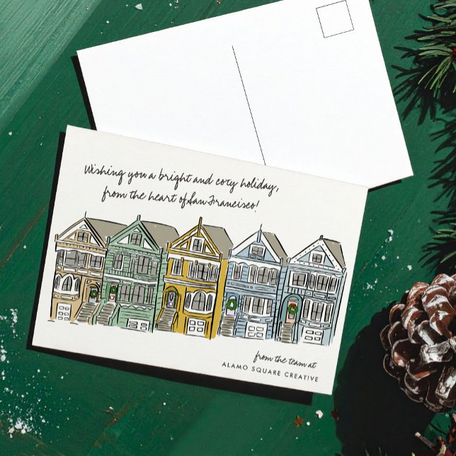Cartão Postal De Festividades Viagem Pintada Damas de São Francisco (Painted Ladies San Francisco Travel Holiday Postcard)