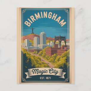 Cartão Postal De Festividades Viagem Retro Birmingham Alabama Vintage