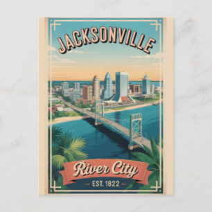 Cartão Postal De Festividades Viagem Retro Jacksonville Flórida Vintage